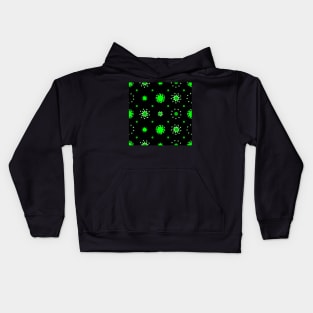 Suns and Dots Green on Black Repeat 5748 Kids Hoodie